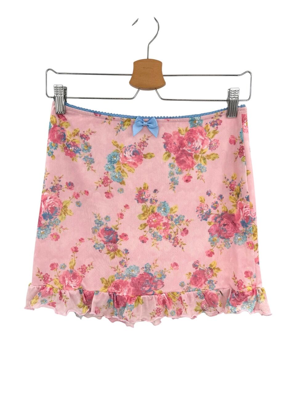 Sugar Thrillz Somebody's Angel Floral Ruffle Mini Skirt Pink NWT Size Medium